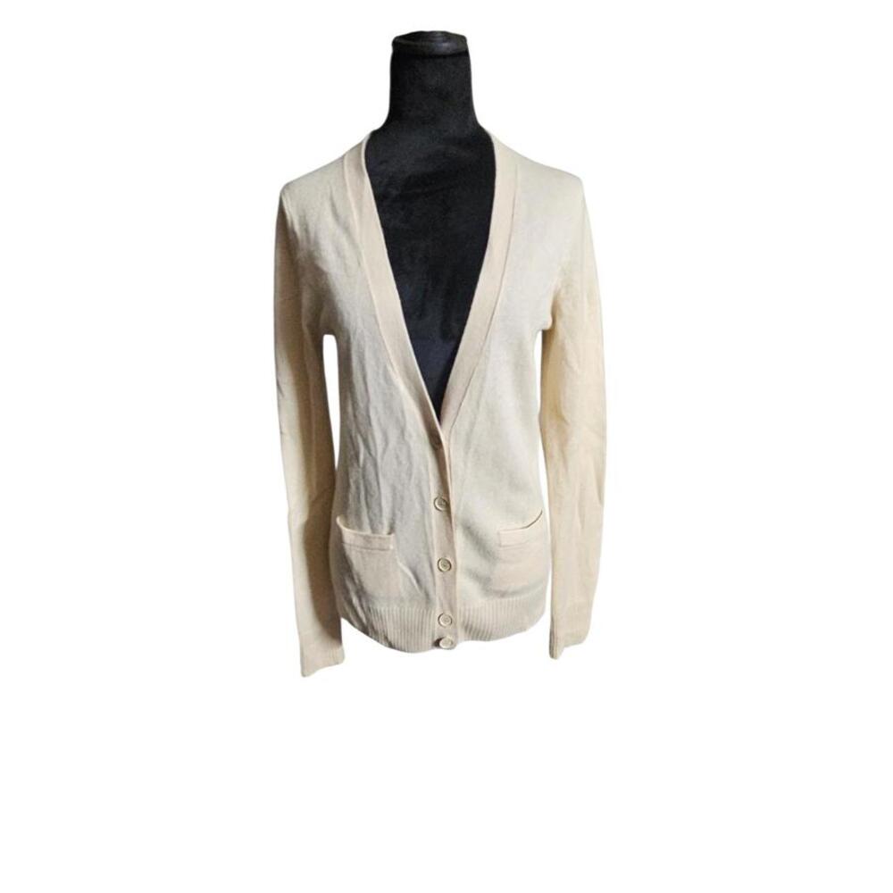 J. Crew Women's Cream Buonissima Cashmere Cardigan Sweater Size Small